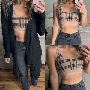 Reclaimed Vintage black tan Knit Crop Top asos